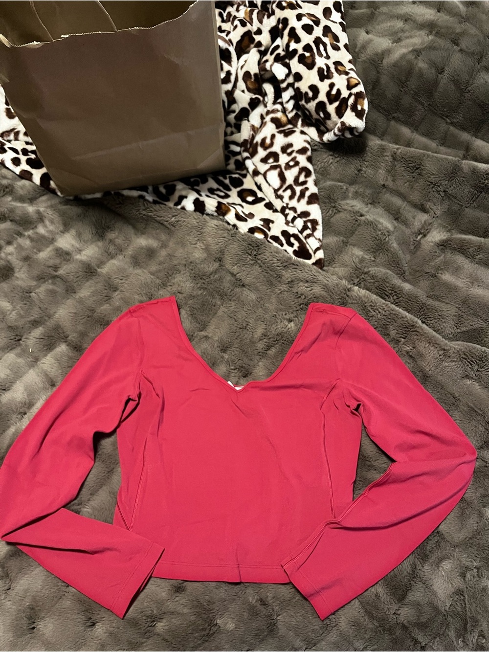lululemon athletica pomegranate V‑Neck Long Sleeve Crop Top